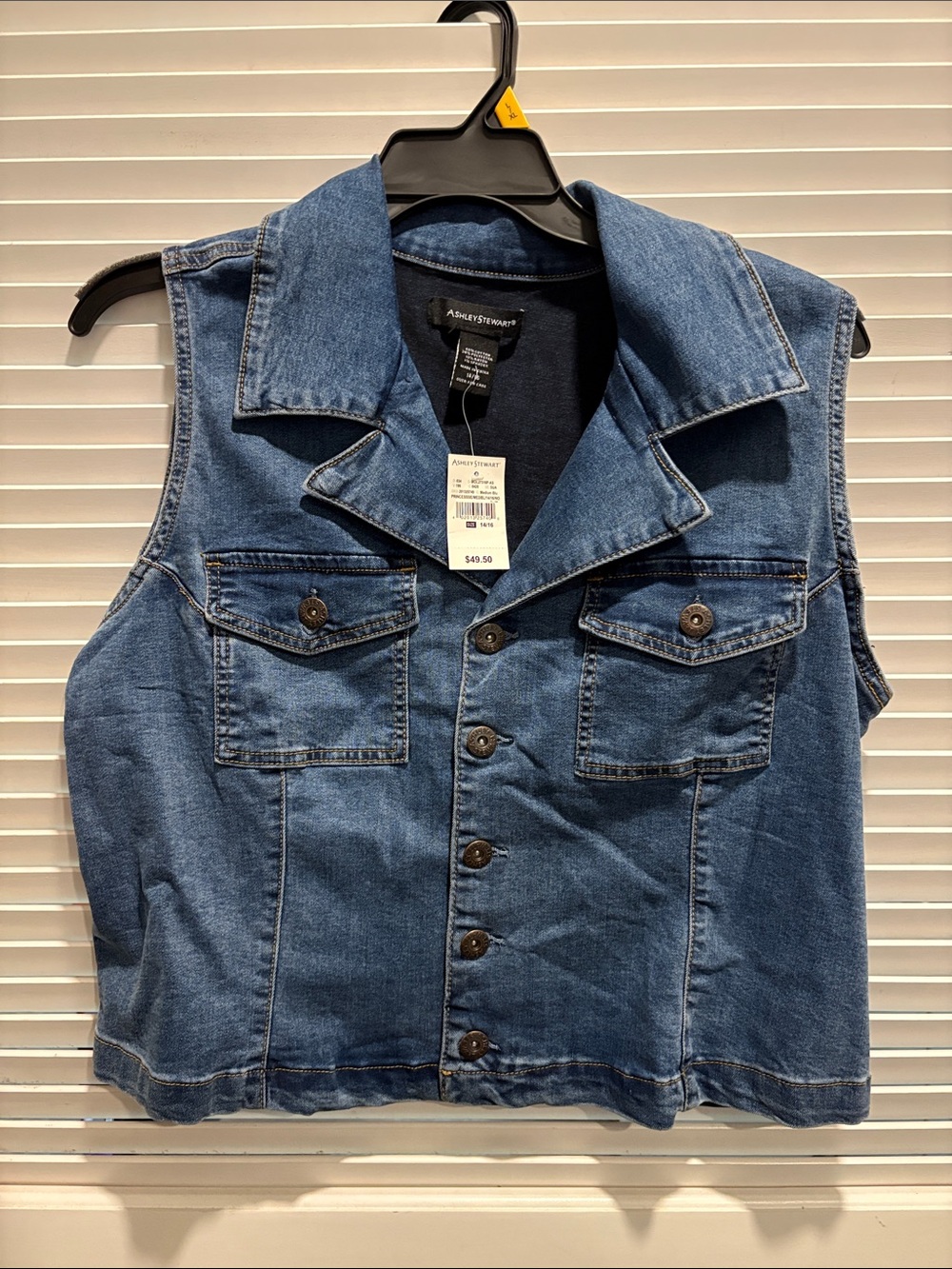 Ashley Stewart Men’s Denim Button-Front Sleeveless Vest - Blue